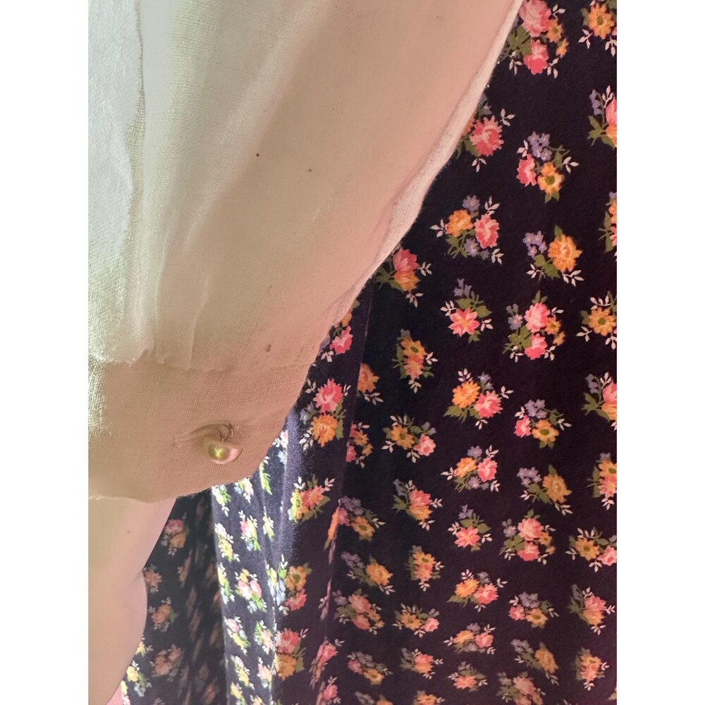 1970s DONI GIRL of California INC Prairie Long Sleeve Lace Floral Dress. Small - Picture 7 of 14